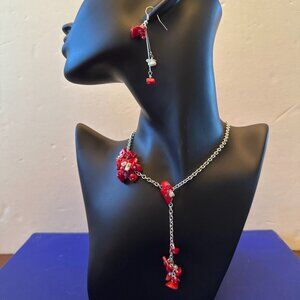 Red Coral & Swarovski Crystal Set